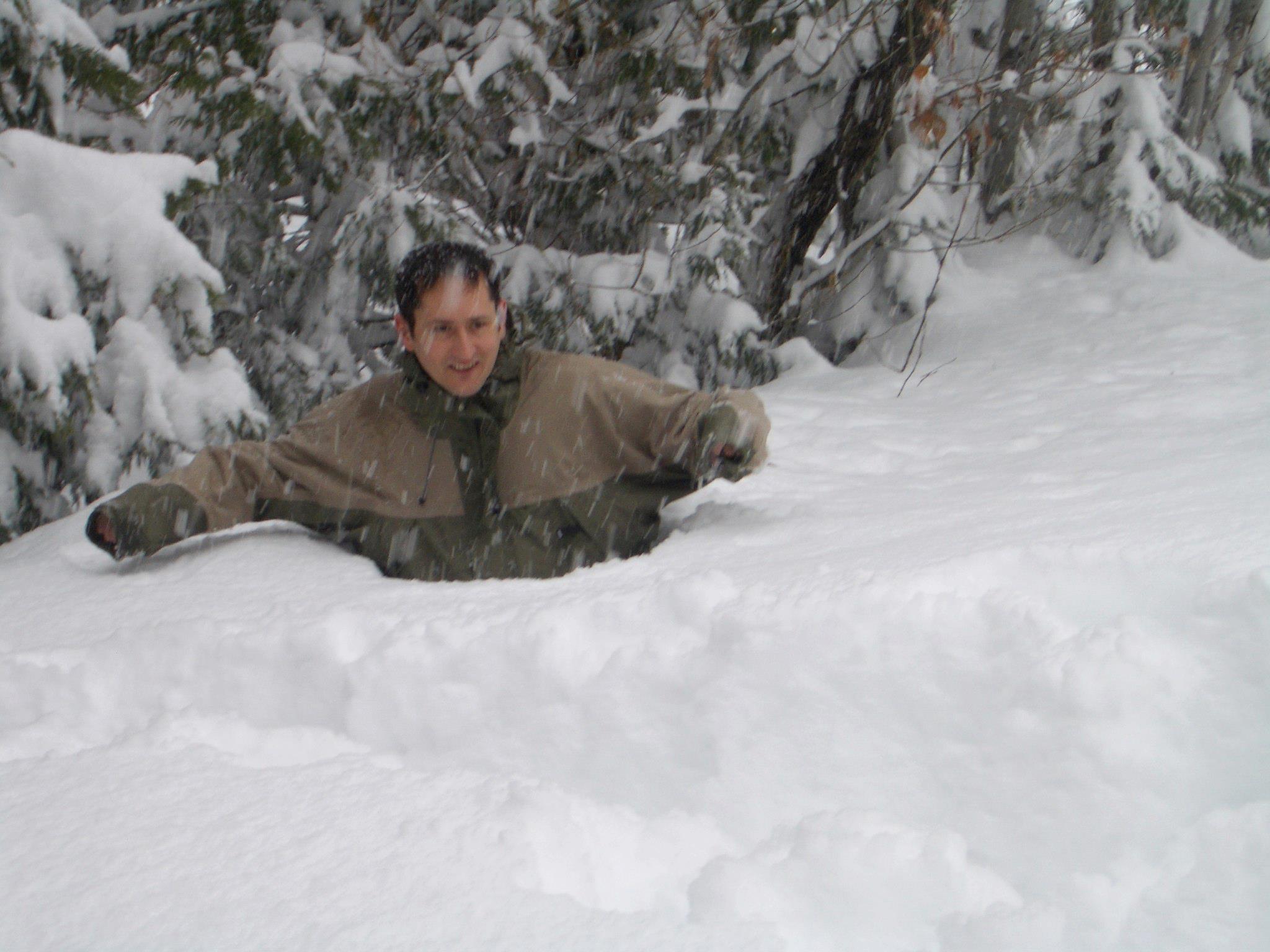 Dan in a snow pile in Tahoe